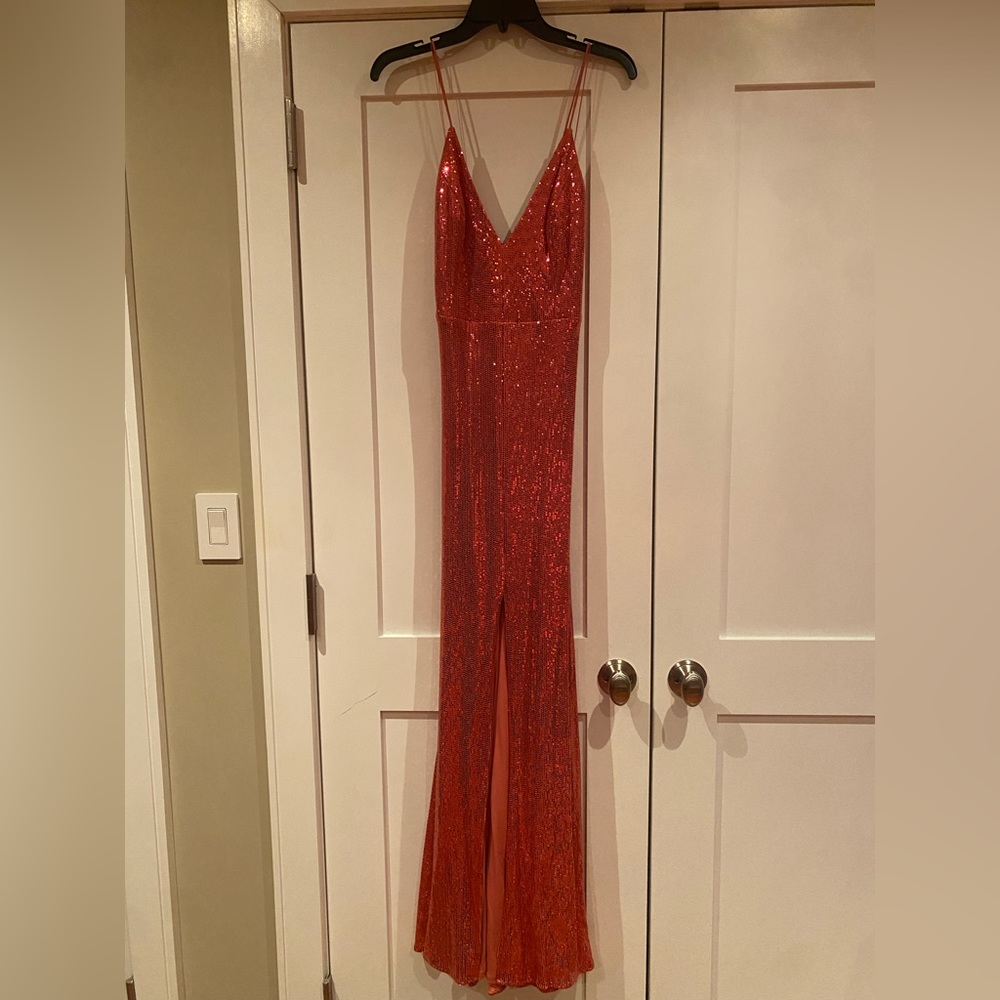 Brand new Aidan Mattox Salmon sparkly gown